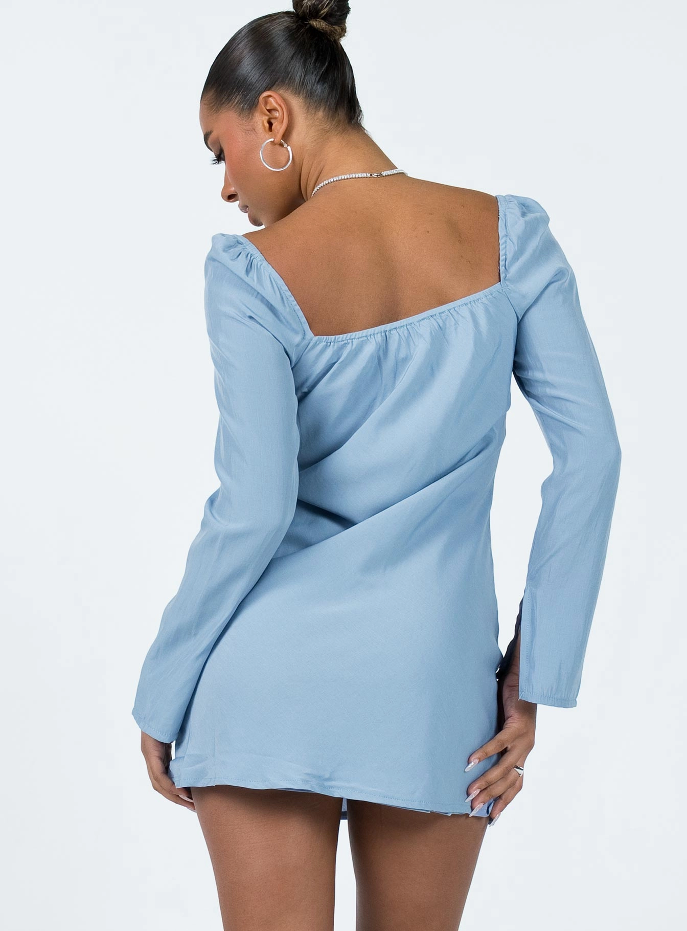 Multipurpose Smooth Texture Star Power Mini Dress Blue