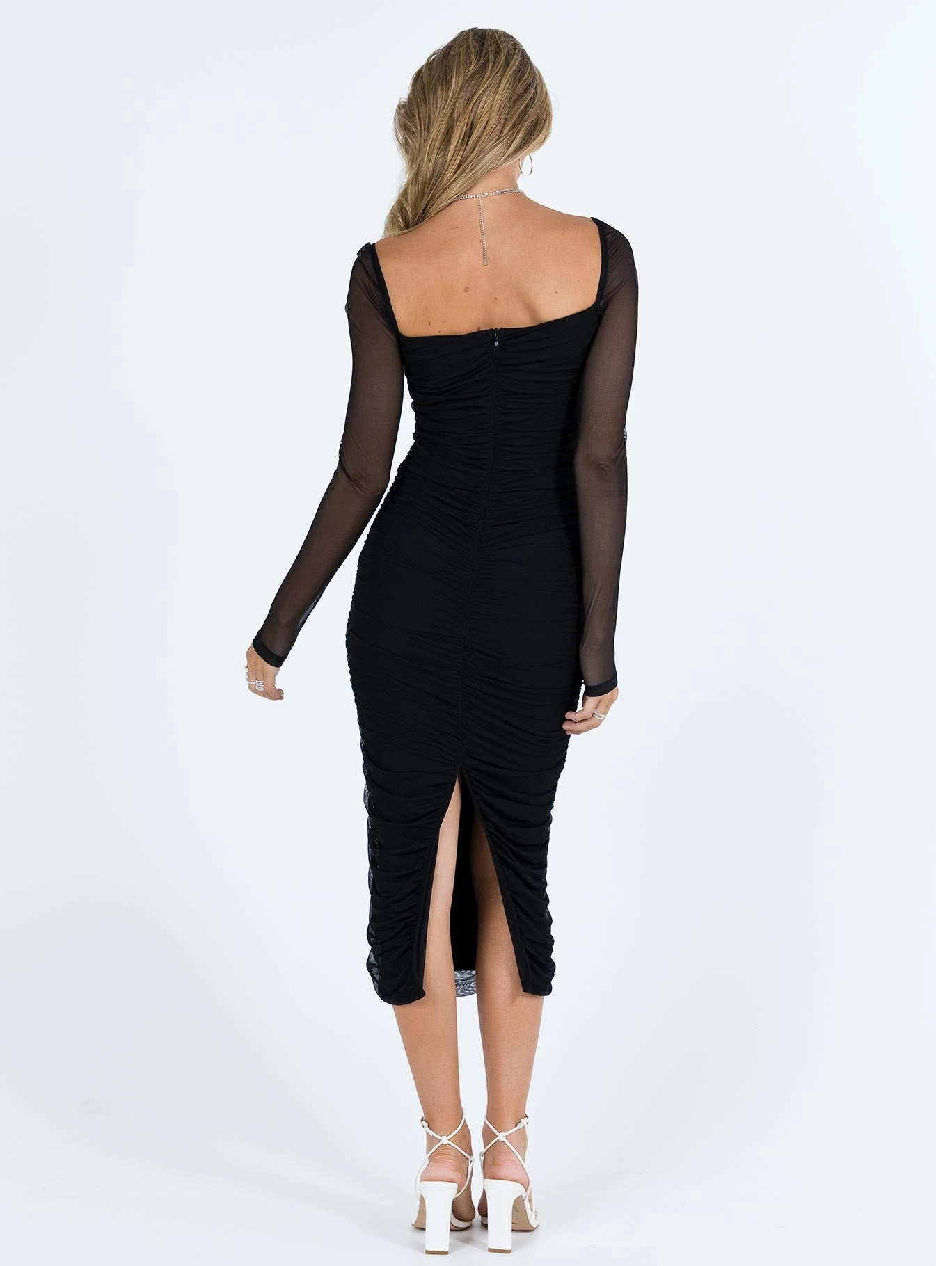 Charvi Long Sleeve Midi Dress Black Casual Chic Wear Daywear Comfort