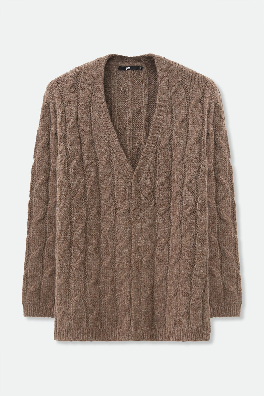 Stretch Comfort Classic Crew Neck RINNOVA CABLE KNIT CARDIGAN IN BABY ALPACA AND FINE MERINO BLEND