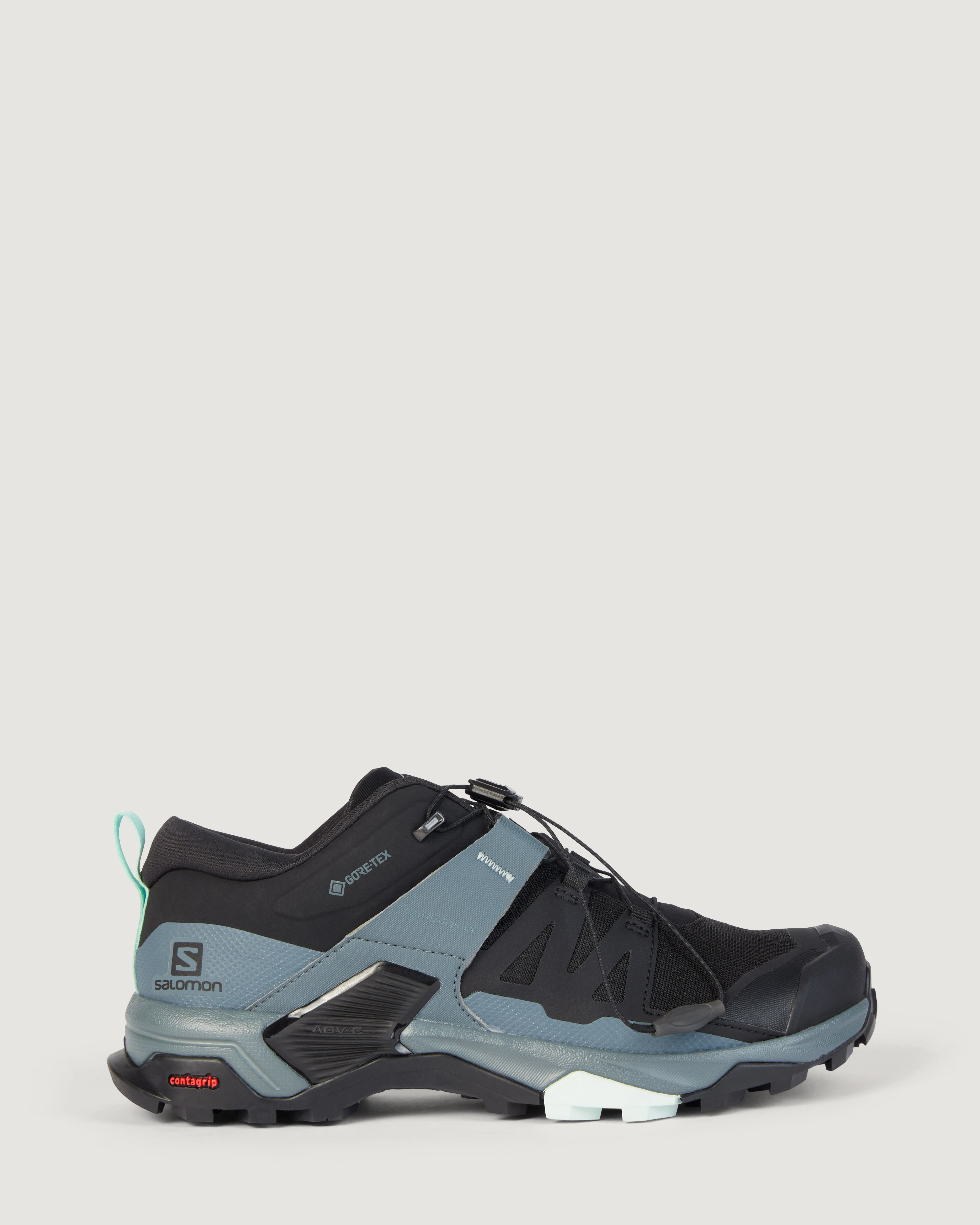 Supportive Base Women's Salomon X Ultra 4 GTX Hiking Shoes - Black/Stormy Weather/Opal Blue