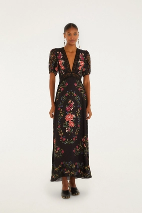 Subtle Elegance Black Belle Garden Lenzing? Ecovero? Viscose Maxi Dress Polished Layer Casual Layering