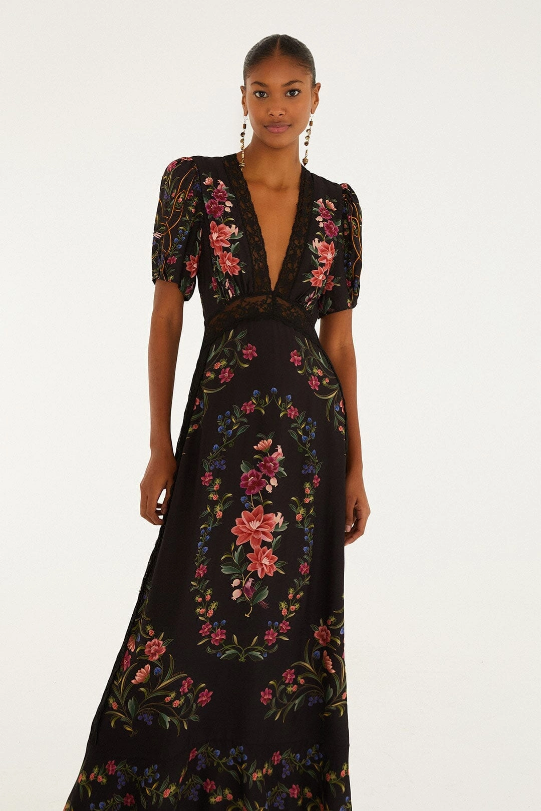 Subtle Elegance Black Belle Garden Lenzing? Ecovero? Viscose Maxi Dress Wrap Charm Timeless elegance