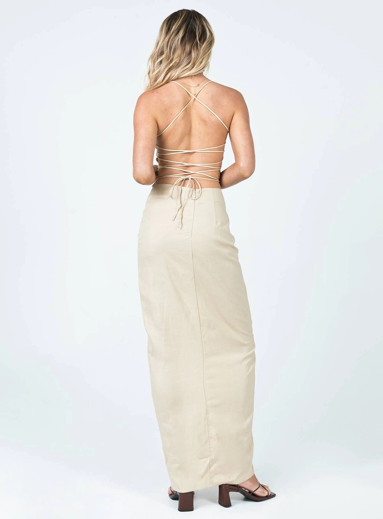 Pyramids Midi Skirt Beige Creative Layering Airy Feel