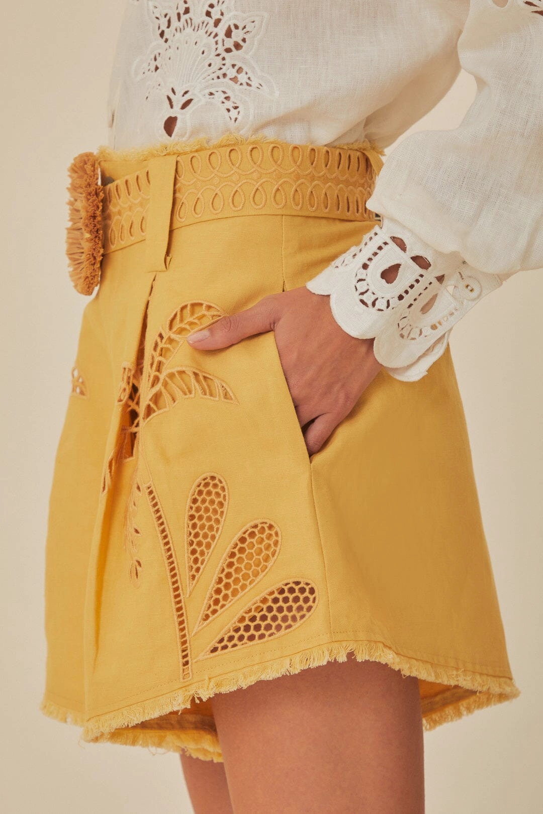 Odor Control Technology Office Attire Banana Tree Euroflax? Premium Linen Belted Shorts