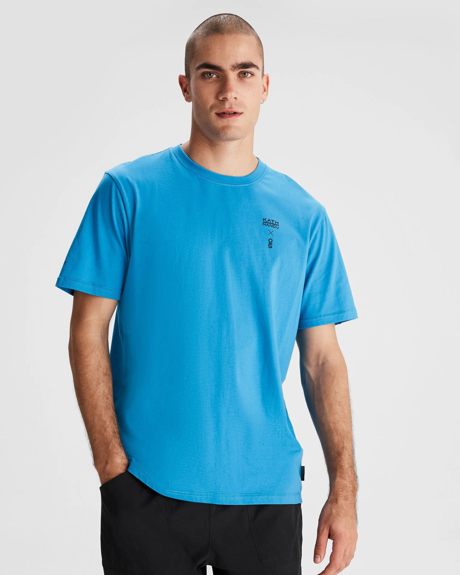 Men's O.Smither Lines Organic Cotton T-shirt - Sea Blue Chilly Wear Office Wear