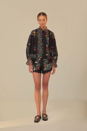 Black Delicate Forest Scarves Shorts Frictionless Movement