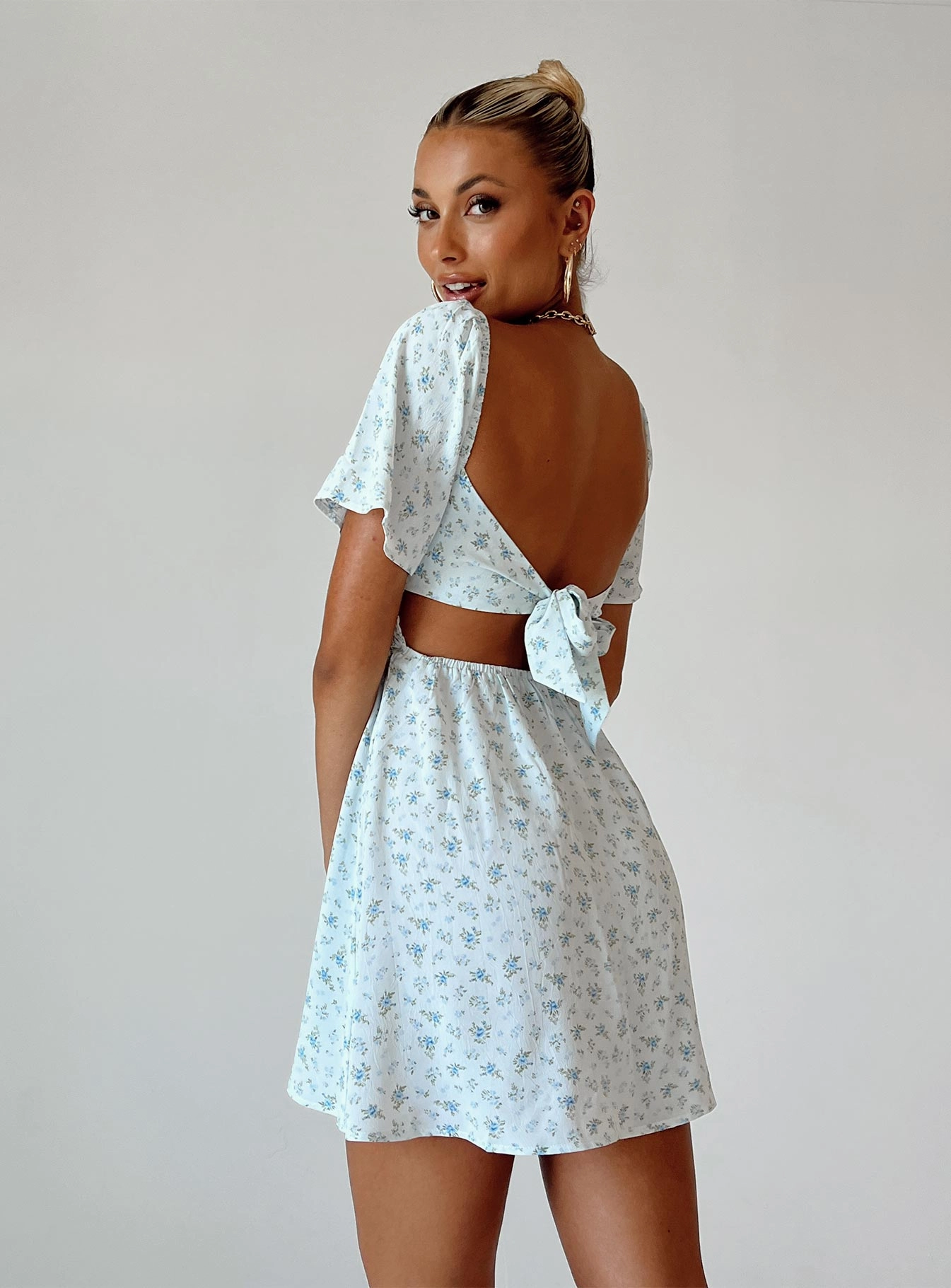 Bloom Zone Perfect Wearable Summer Nights Mini Dress Blue Floral