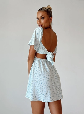 Bloom Zone Perfect Wearable Summer Nights Mini Dress Blue Floral