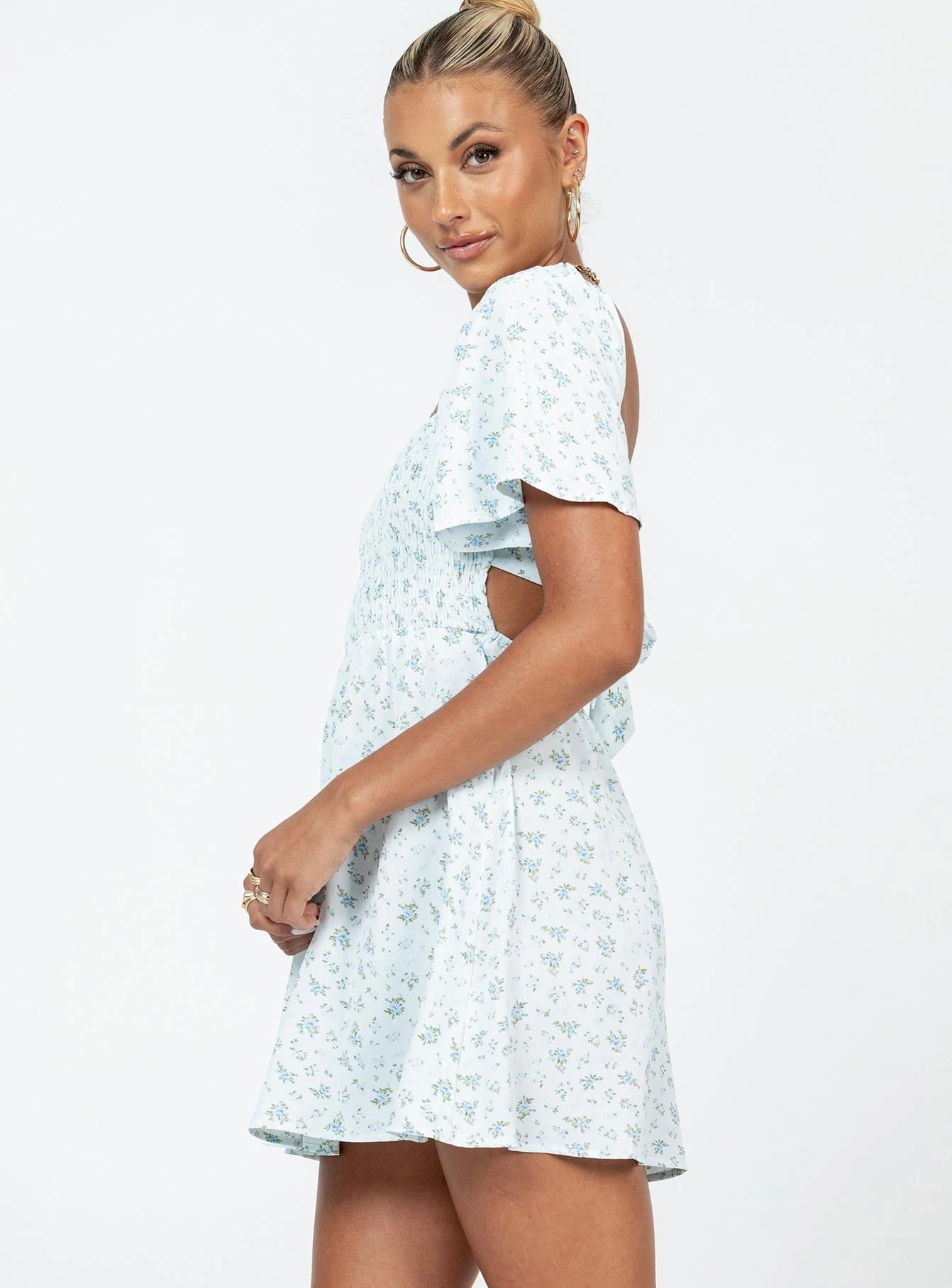 Summer Nights Mini Dress Blue Floral Breathable Layering