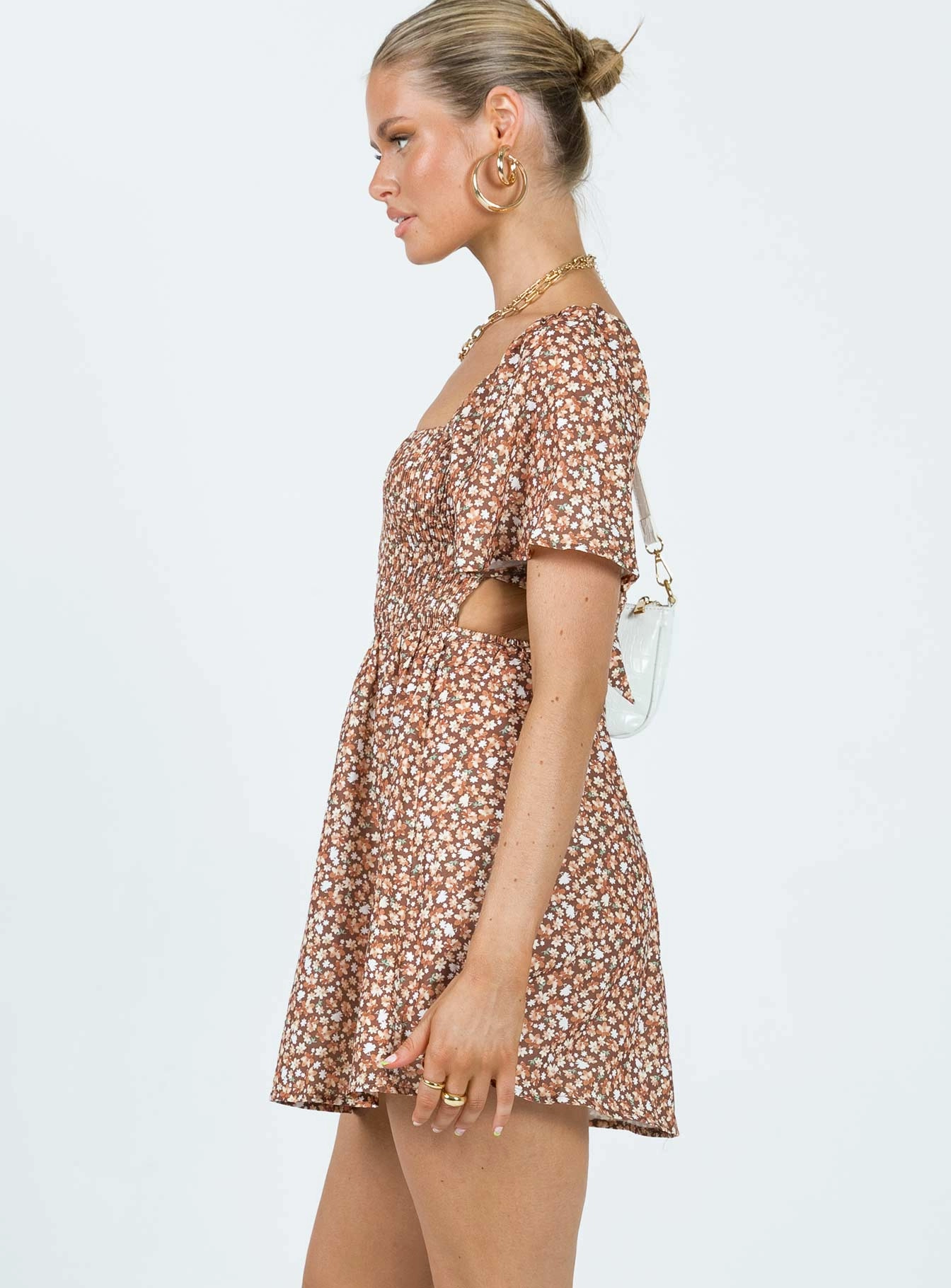 Quick Layer Minimalist Layering Summer Nights Mini Dress Brown Floral