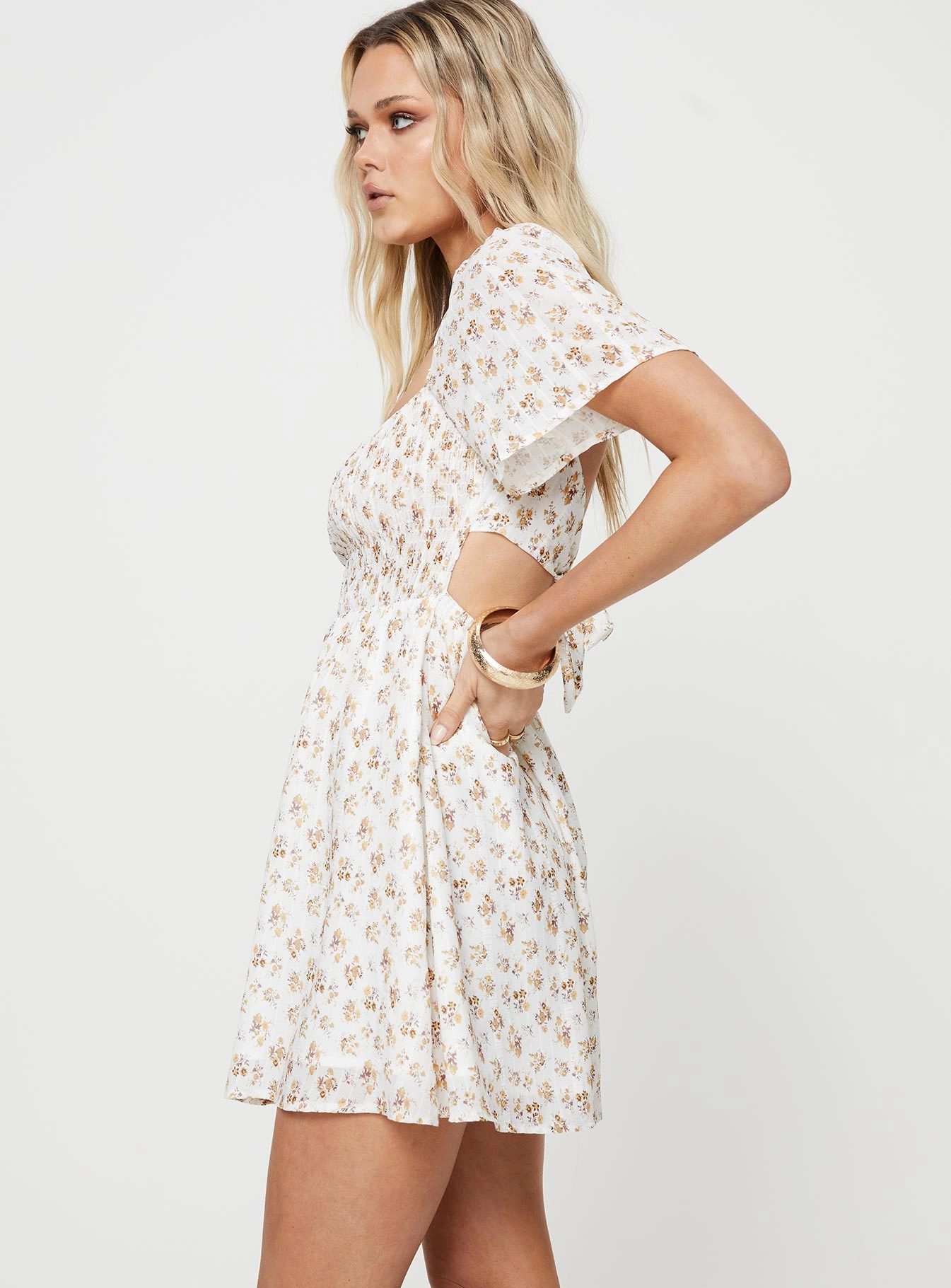 Summer Nights Mini Dress White Floral Easy Layers Flattering Cut