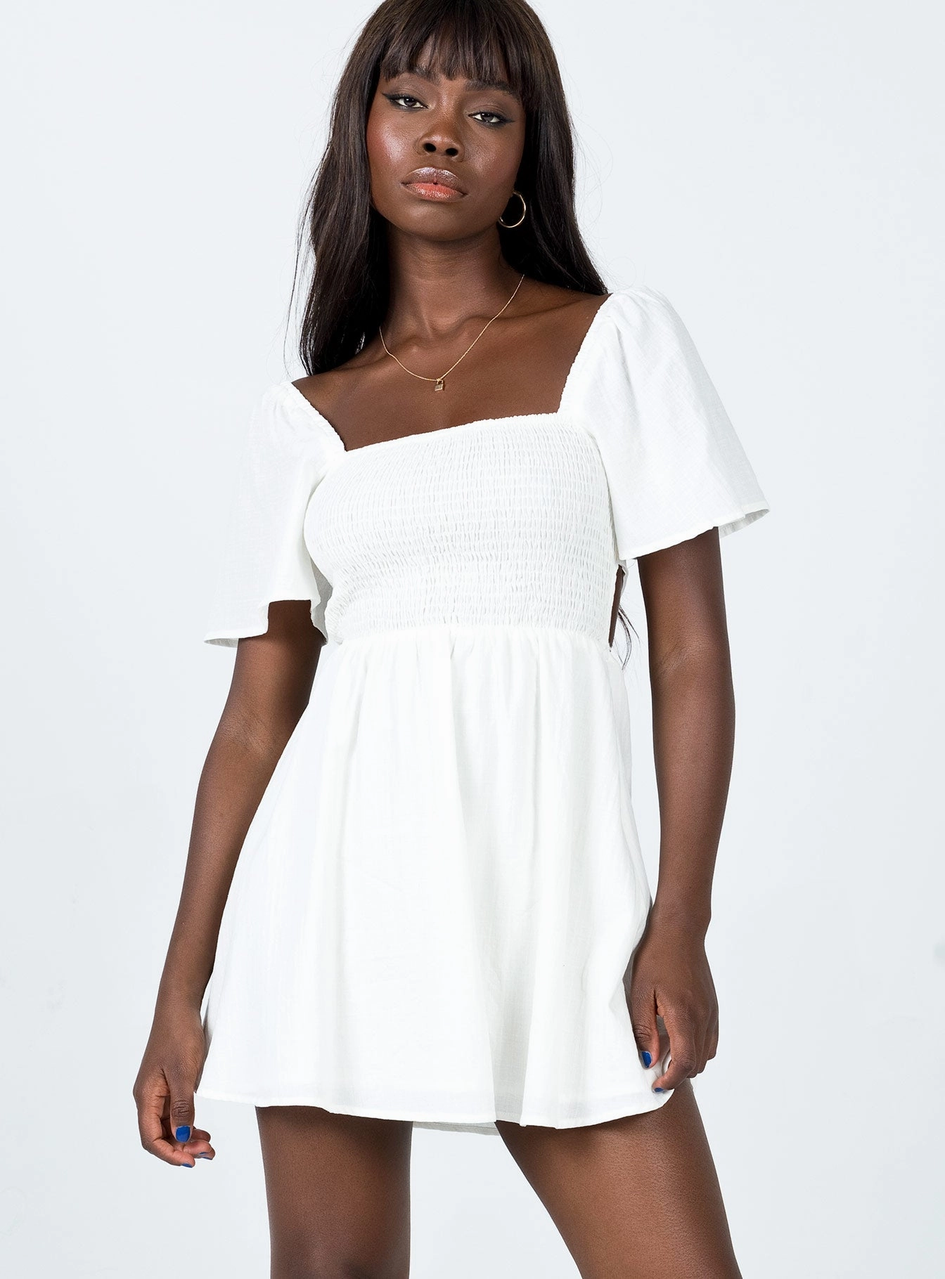 Raw-Hem Summer Nights Mini Dress White