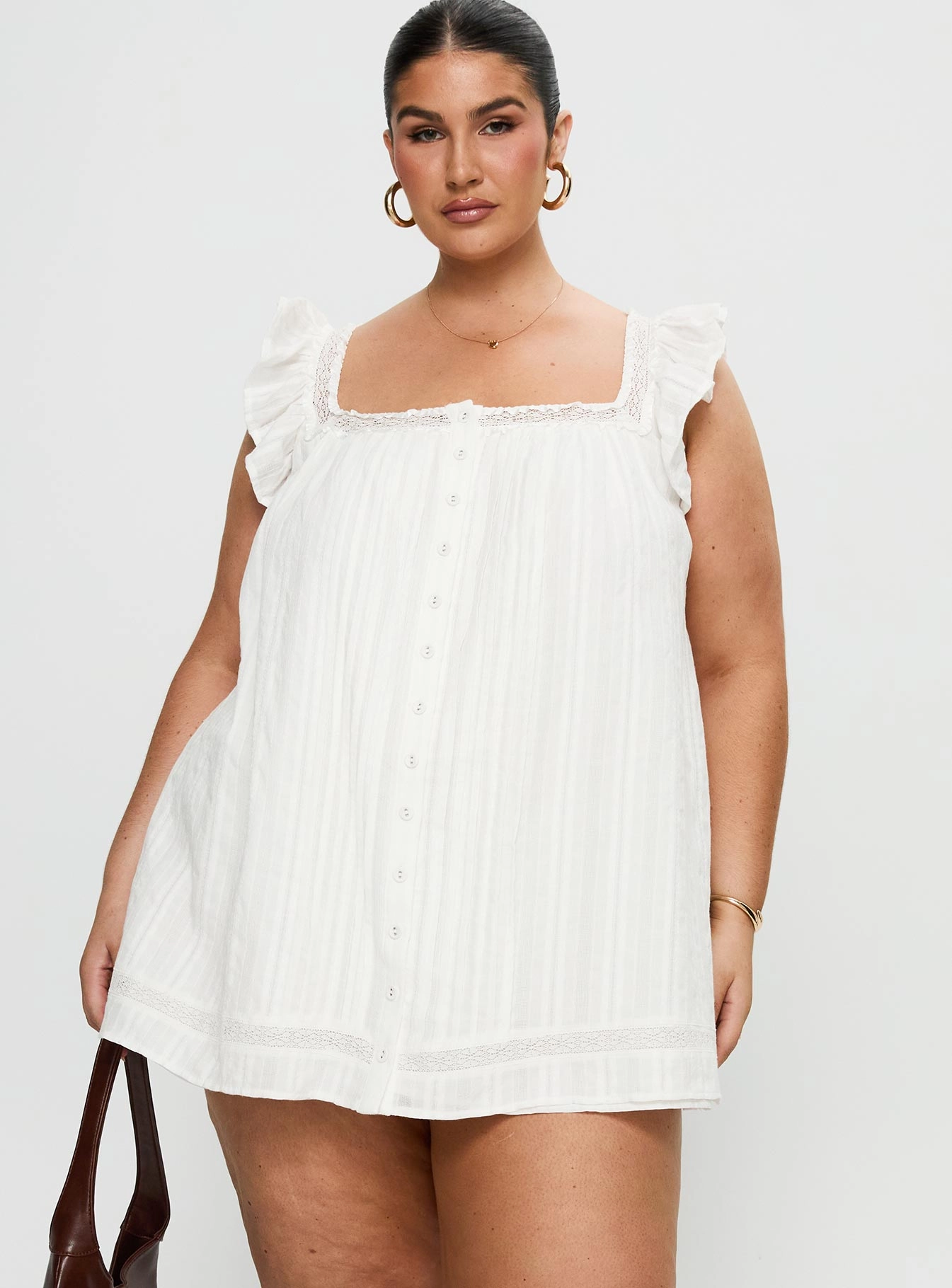 Summerland Broiderie Mini Dress White Curve Travel Comfort