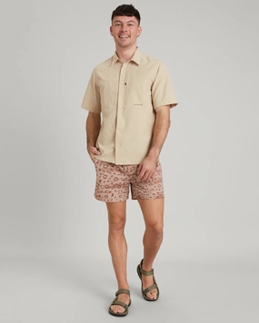 Ribbed Trim Sustainable Weave SUN-Scout UPF Men's Short Sleeve Shirt - Drift