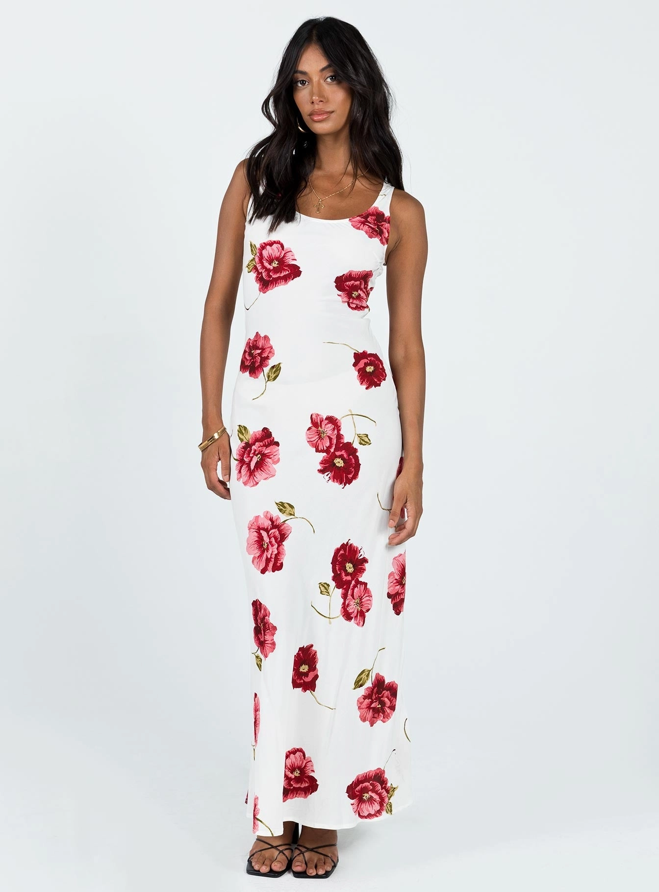 Chic Layered Wear Malina Maxi Dress Red Multi