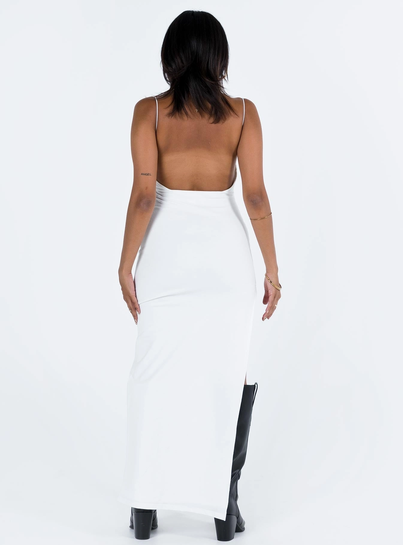 Bare Arm Pocket-Detail Suzette Maxi Dress White