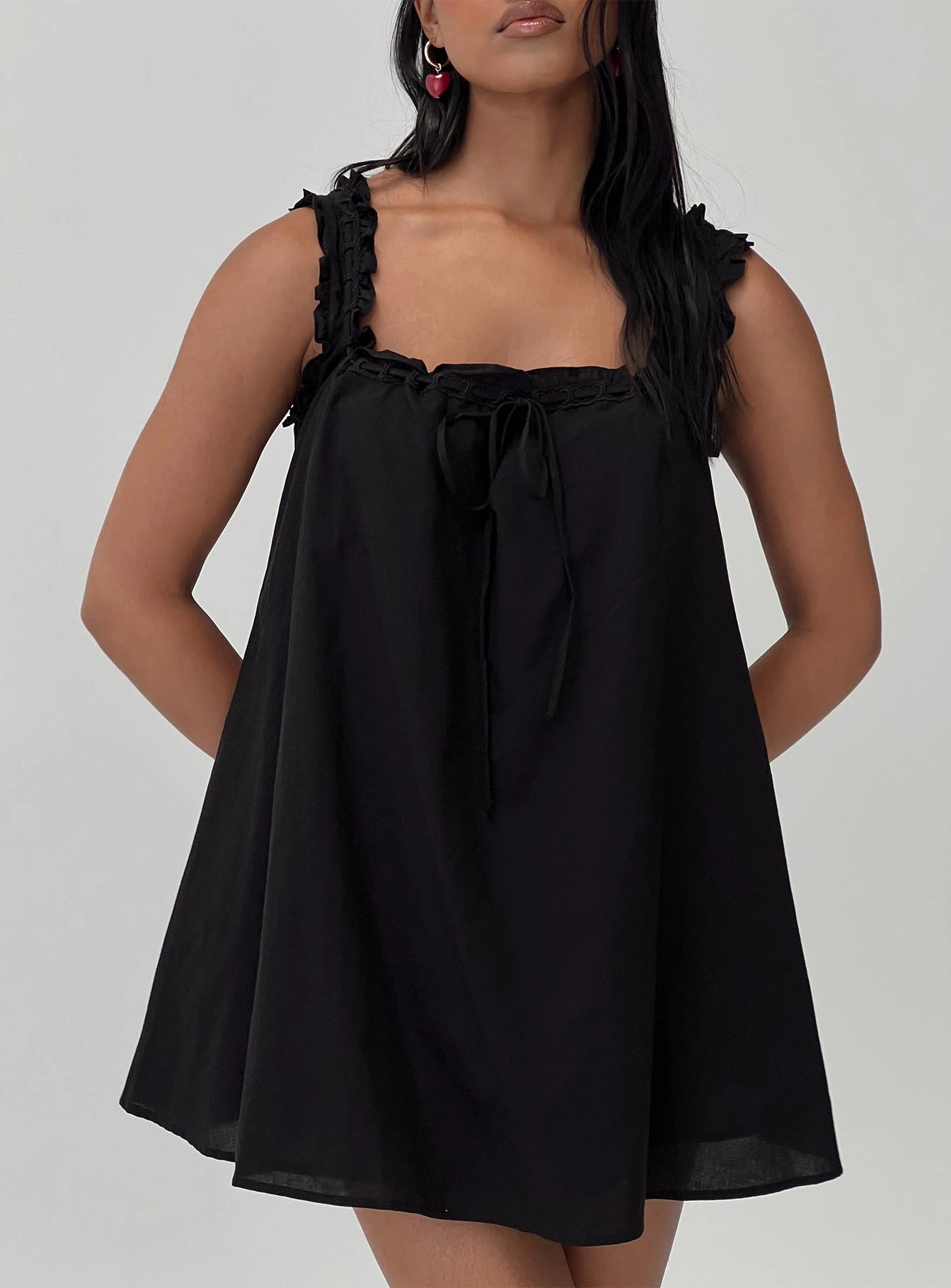Swing Mini Dress Black Easy Movement BreathableLining