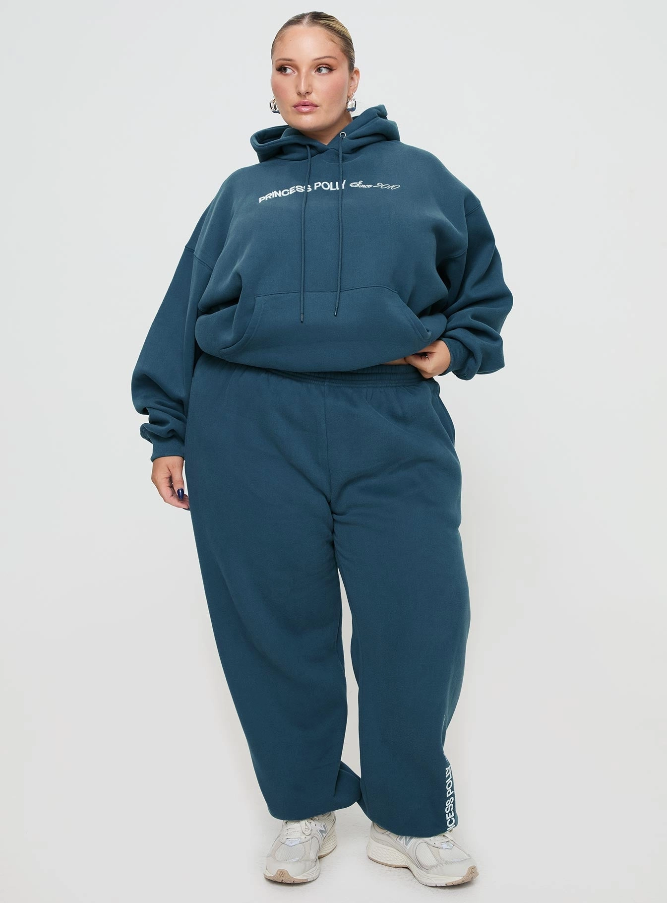 High Durability Thread Bold Waistband Princess Polly Track Pants Block / Cursive Text Slate Curve