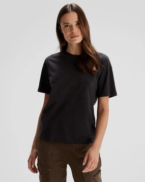 Roomy Design Soft Touch Fit Women's Solid Organic Cotton T-Shirt - Black Stingray