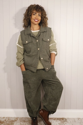 Tahlia Chenille Trousers Khaki Ultra Stretch