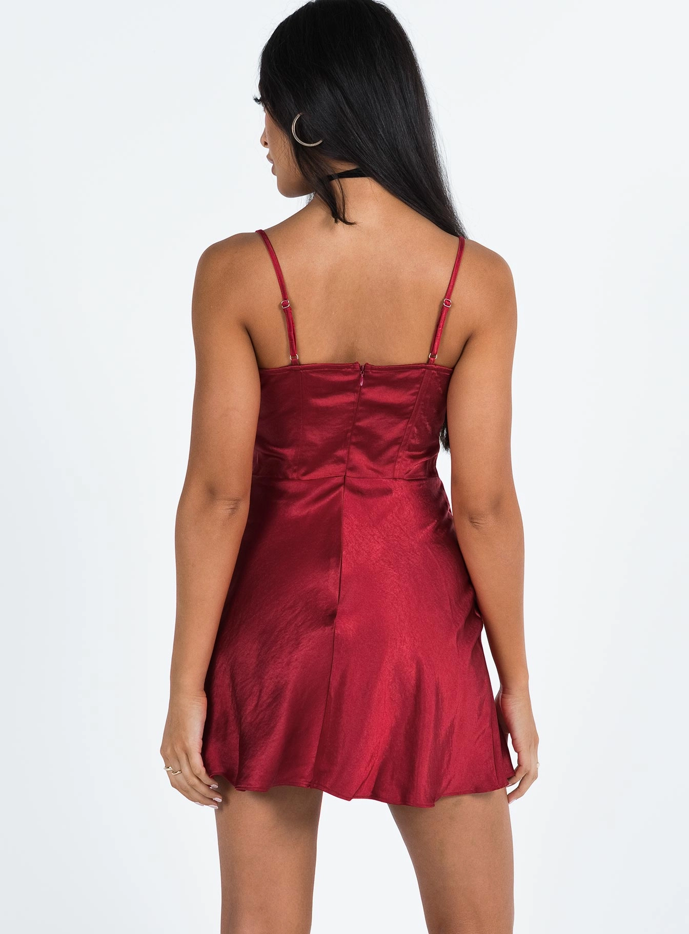 Tamal Mini Dress Burgundy Feminine midi gown