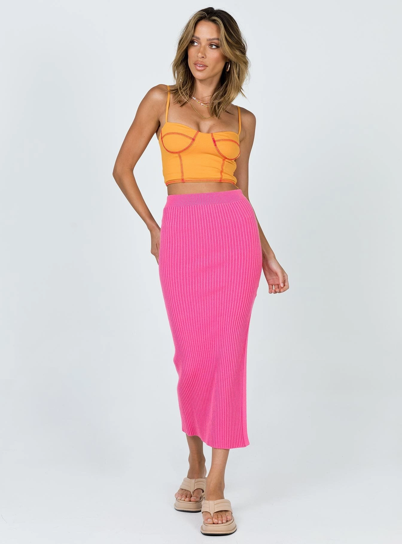 Material Innovation Tanna Midi Skirt Pink