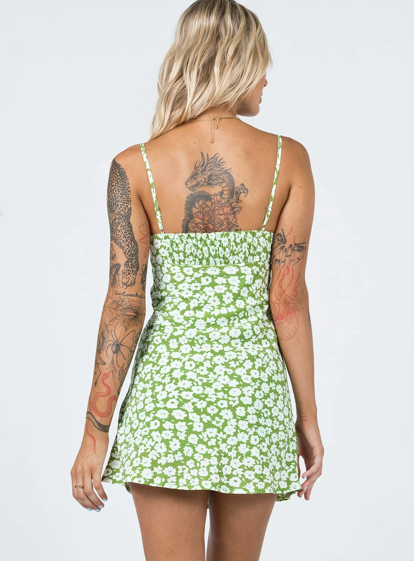 Tasmin Mini Dress Green Floral Weekend Favorite