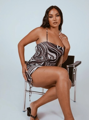 Walk Easy Stylish Appearance Genevieve Mini Dress Brown Multi