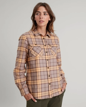 Carrillon Women's HF Long Sleeve Shirt - Taupe/Lolly Check Wrinkle Free Care