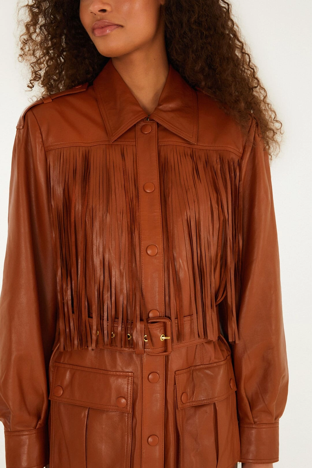 Brown Fringes Leather Coat Modern Day Look Flexible Fit Engineering