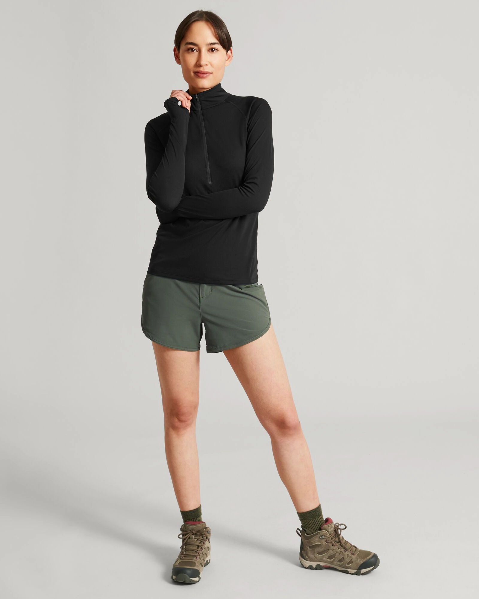 Body Mapped Zones KMDAction Women's Long Sleeve Quarter Zip Top - Black