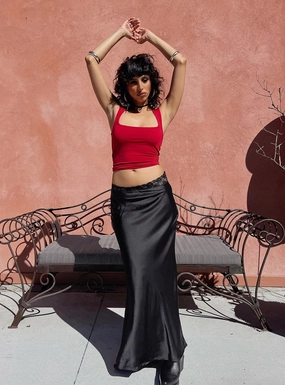 Embroidered Detail The Charmaine Maxi Skirt Black