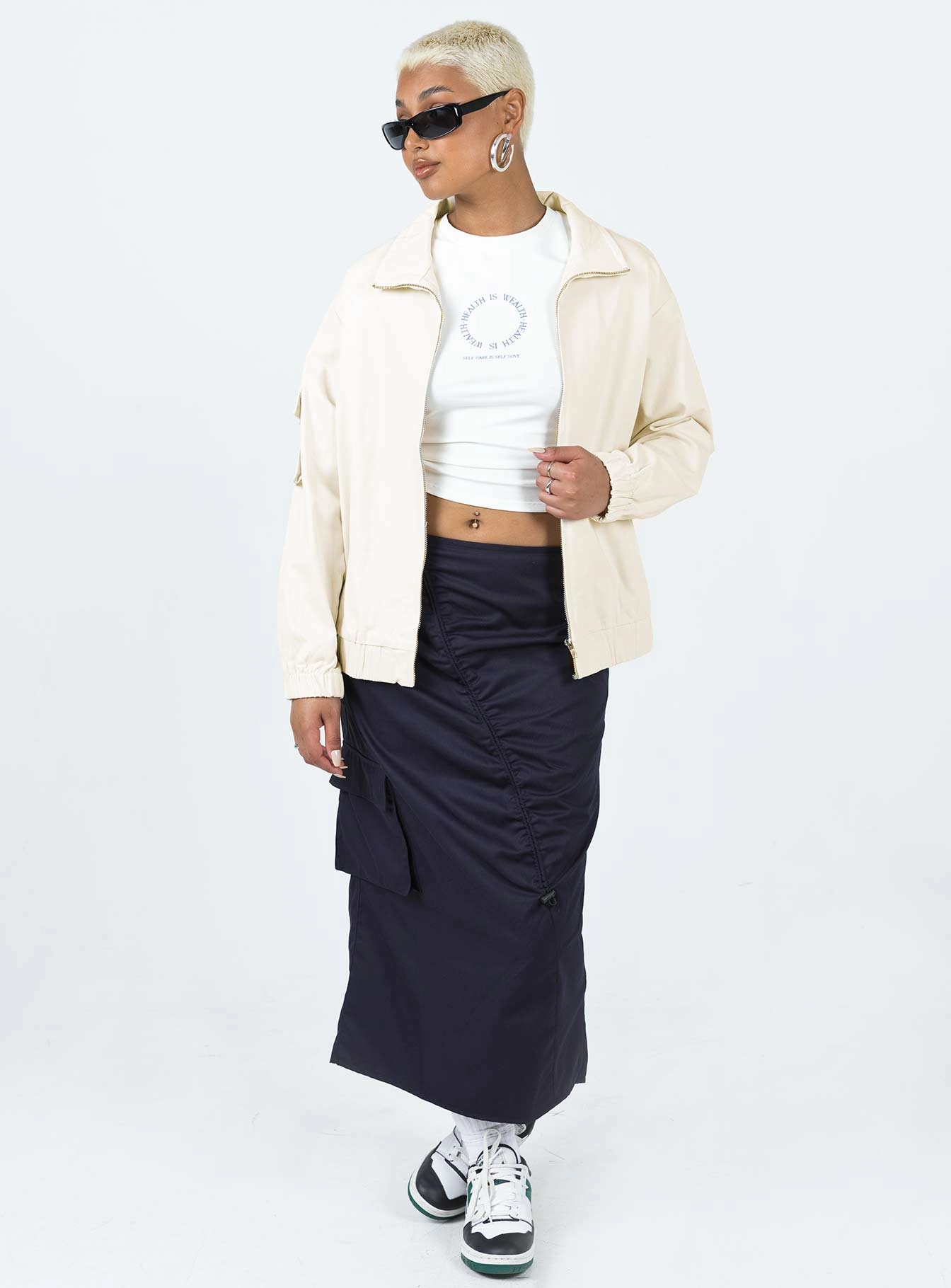 Contoured Silhouette The Eva Bomber Jacket Beige