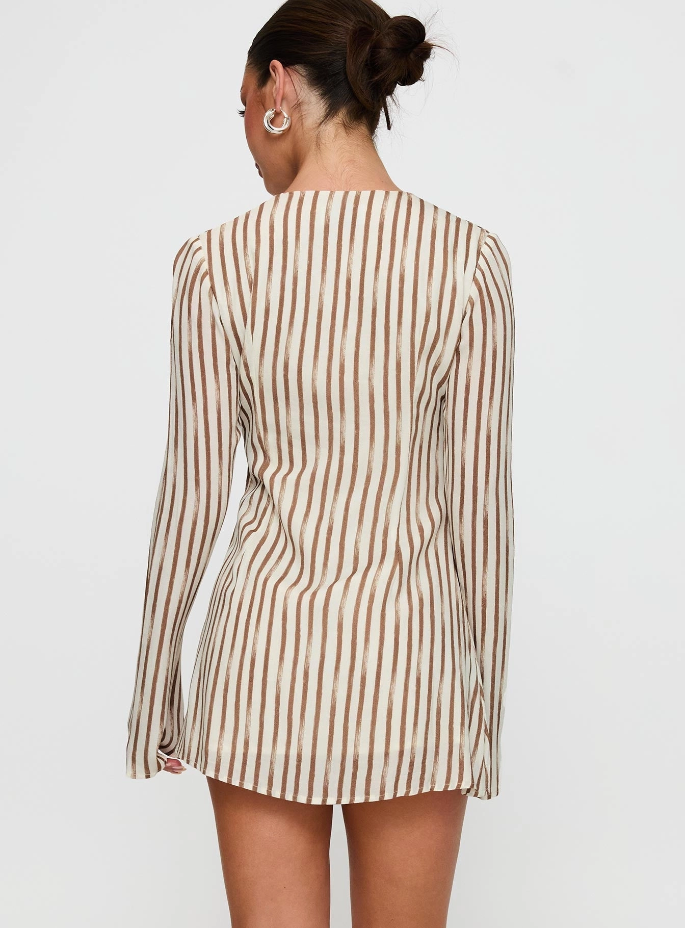 The Good Life Mini Dress Brown / White Stripe Simple Fit Countryside-Style
