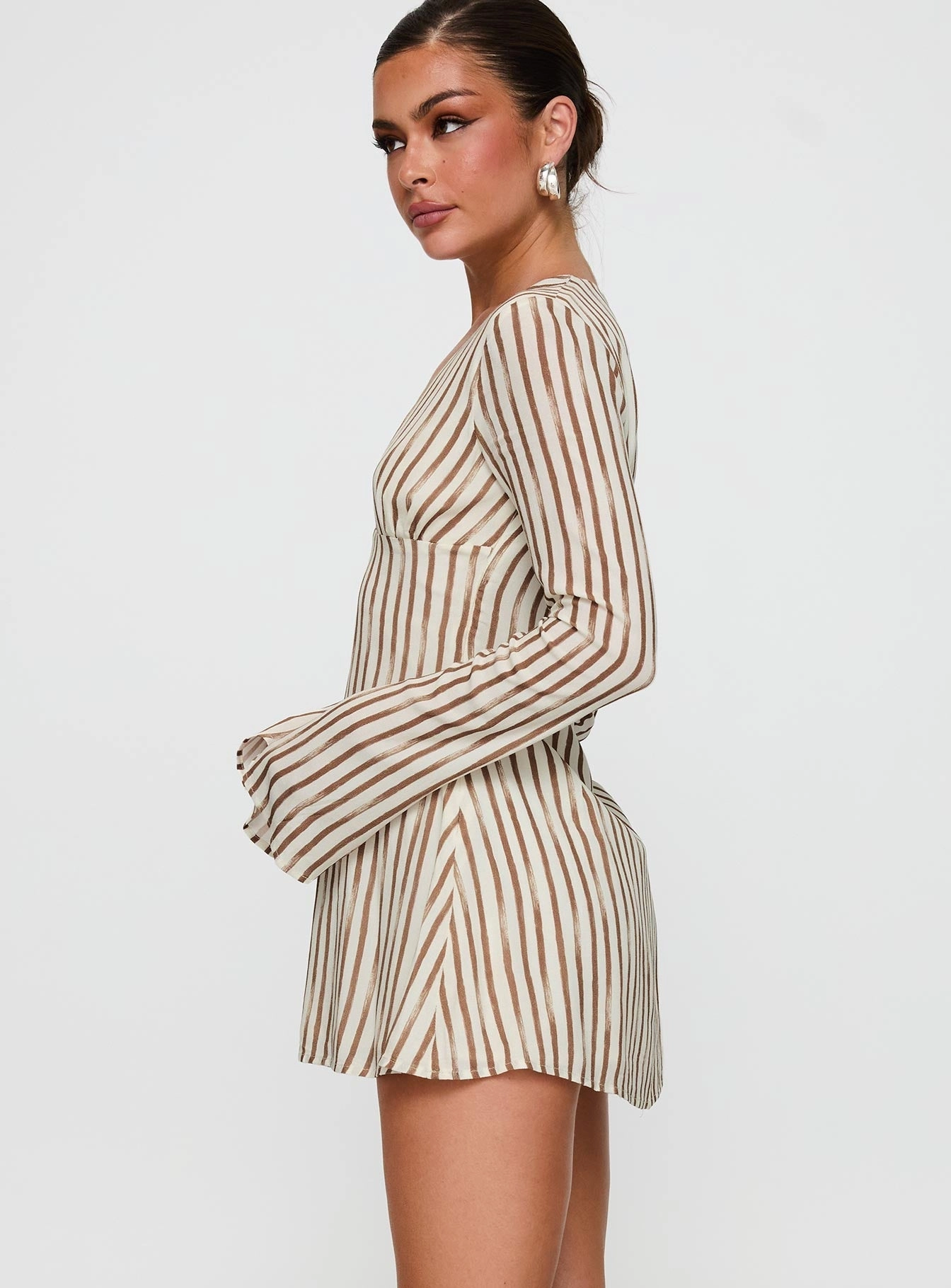 Flattering Look Stylish and Simple The Good Life Mini Dress Brown / White Stripe