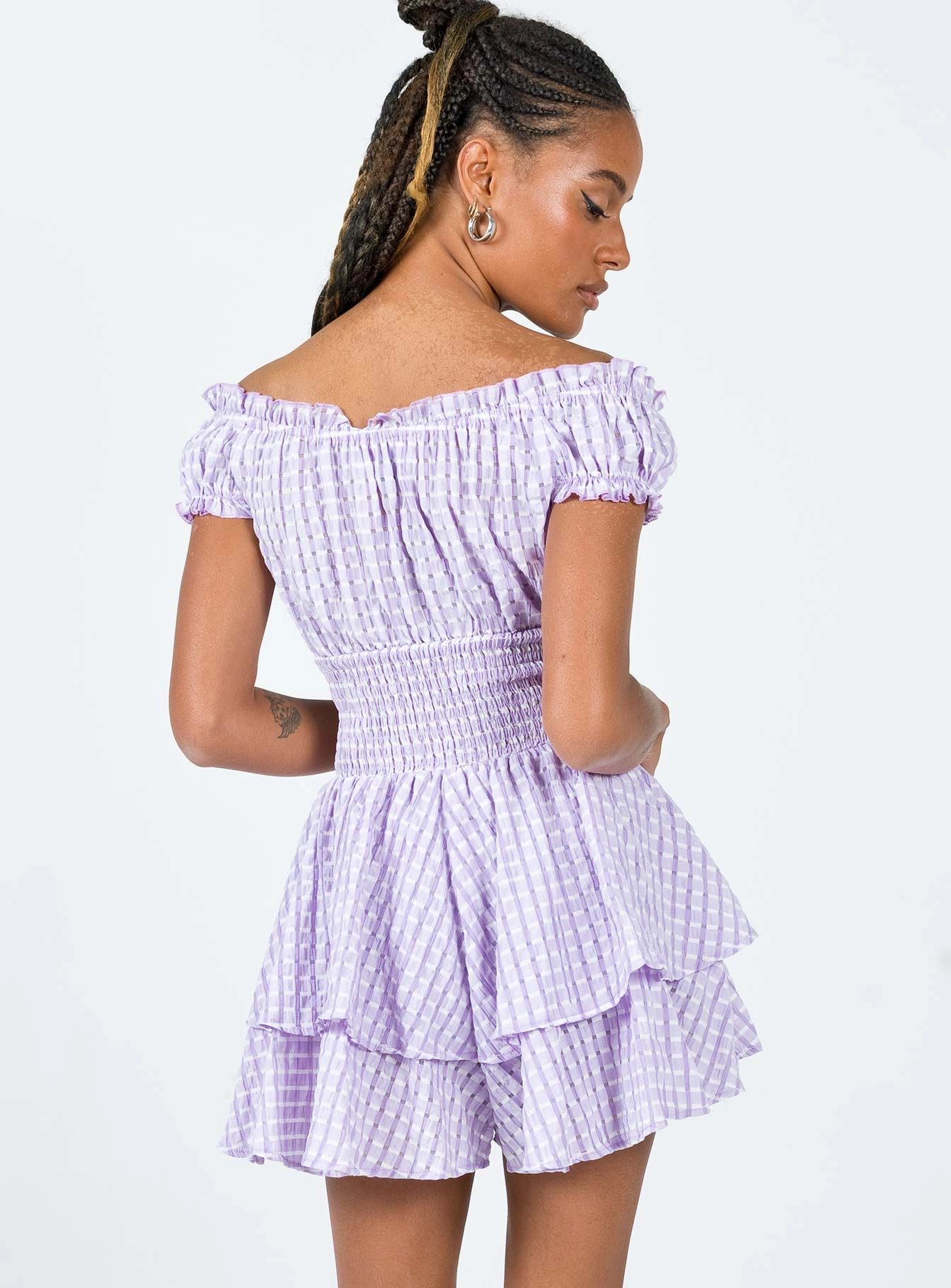 The Love Galore Playsuit Purple Gingham Day-to-evening dress