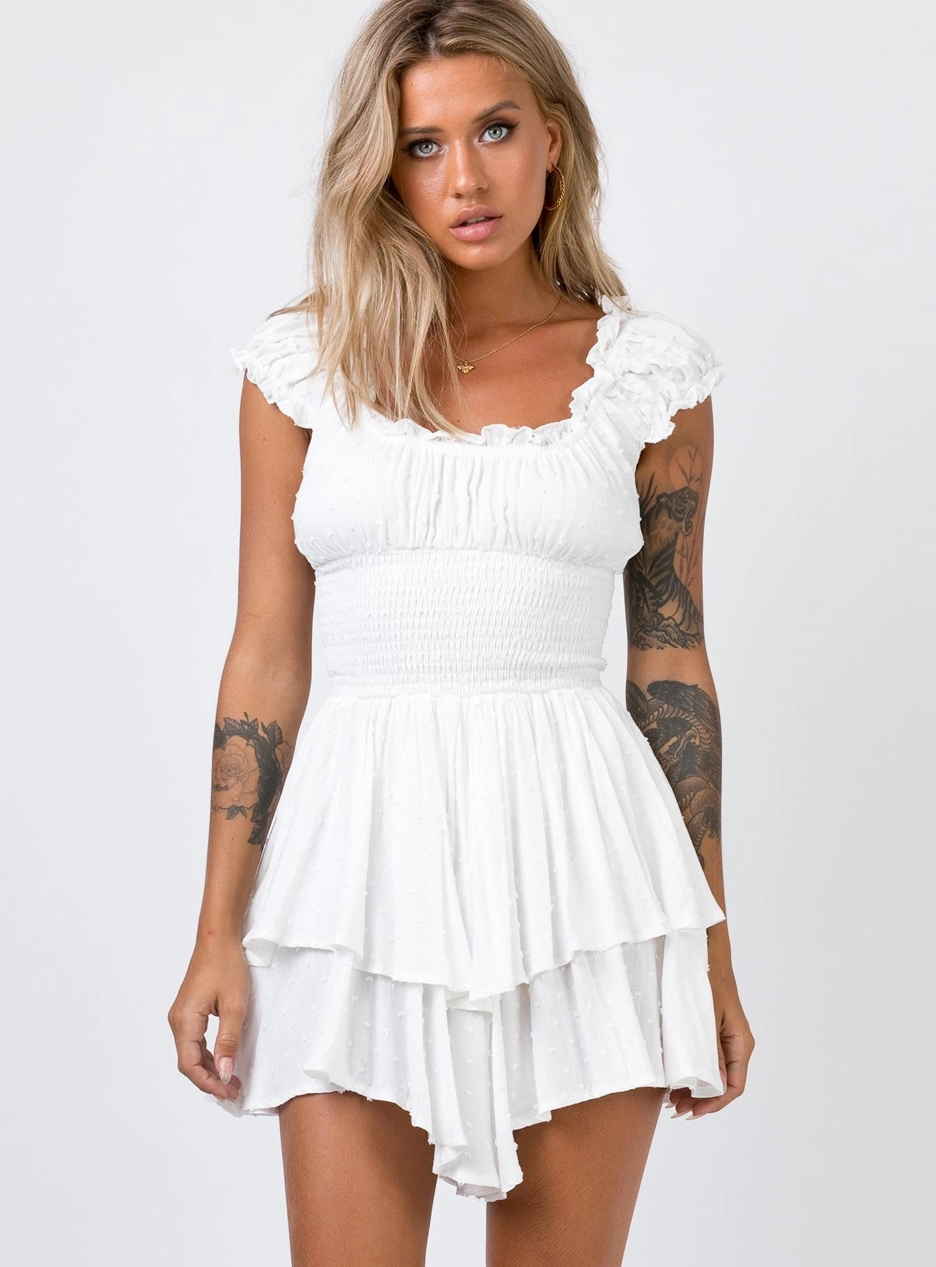 The Love Galore Playsuit White Nature Bloom Cocktail Ready