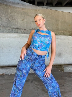 The Ragged Priest Info Flares Drill Blue Street Style EcoFriendlyDye