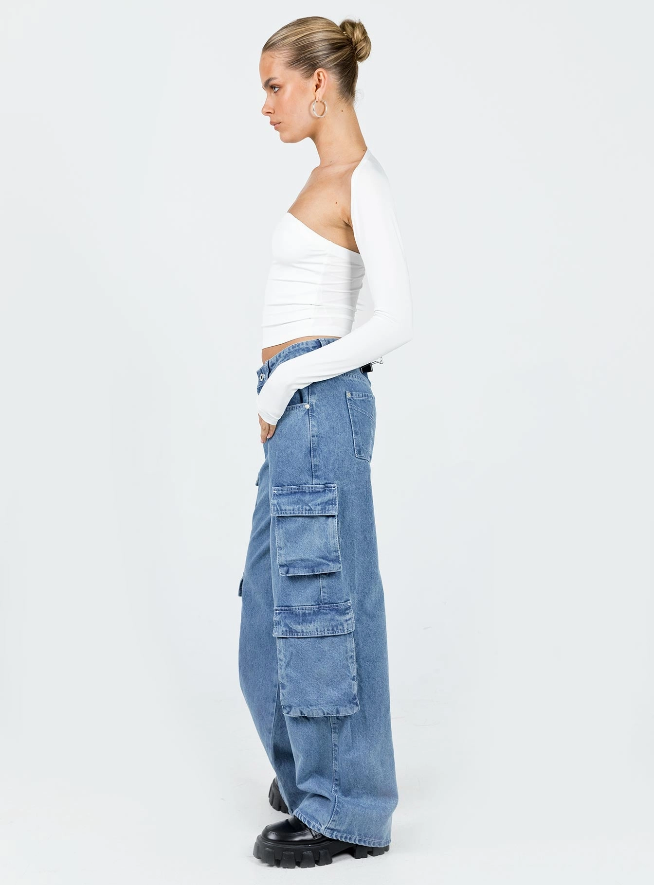 Sunny Vibes Vibrant Relaxed Style Active Wear The Ragged Priest Mid Blue Combat Jeans Organic Cotton Mid Blue