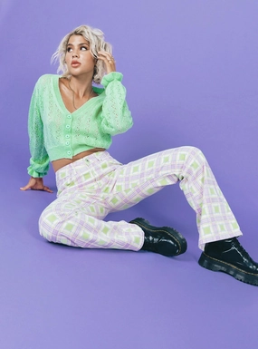 school outfit The Ragged Priest Trail Denim Jeans Green Check