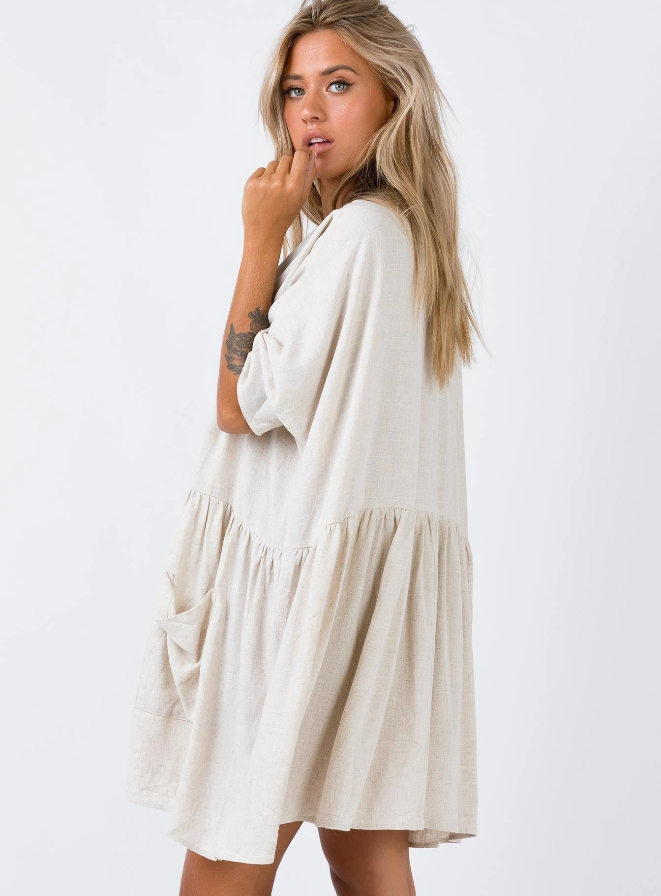 The Sandy Mini Dress Natural Lower Impact Light Fabric
