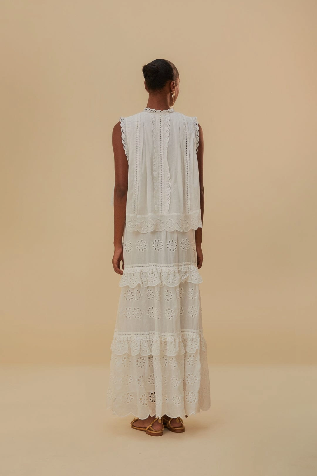 Off-White Low Waist Organic Cotton Maxi Skirt Coordinated Set