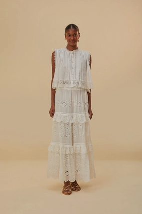 Easy Vibe Off-White Low Waist Organic Cotton Maxi Skirt