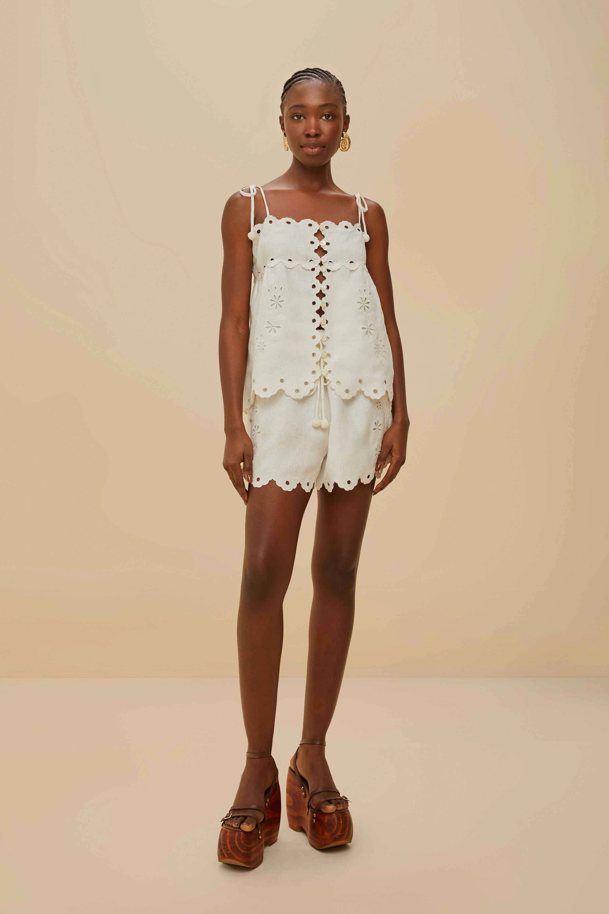 Off-White Flowers Richelieu Euroflax? Premium Linen Shorts Water Resistant