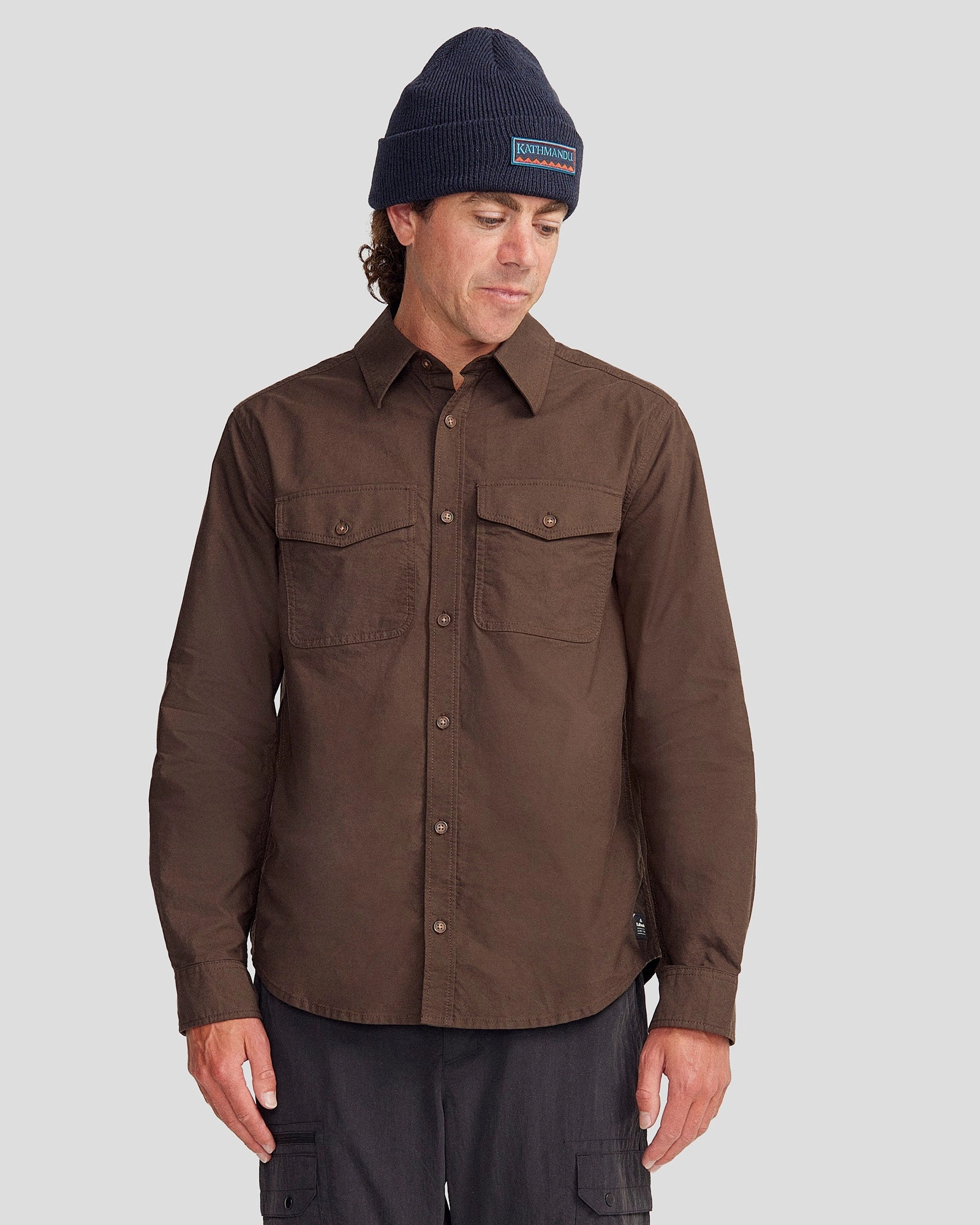 Patterned Design Vander HT Men's Long Sleeve Shirt - Cold Brew