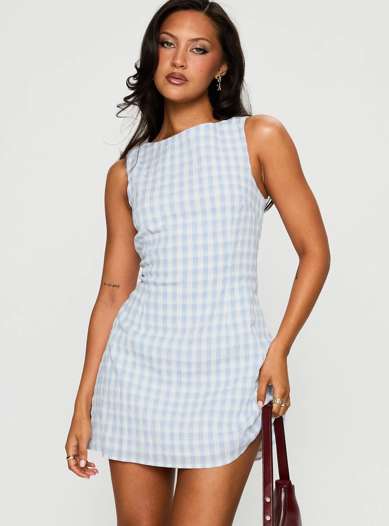 Alfalfa Mini Dress Blue Check Dreamy Layers Soft Harmony