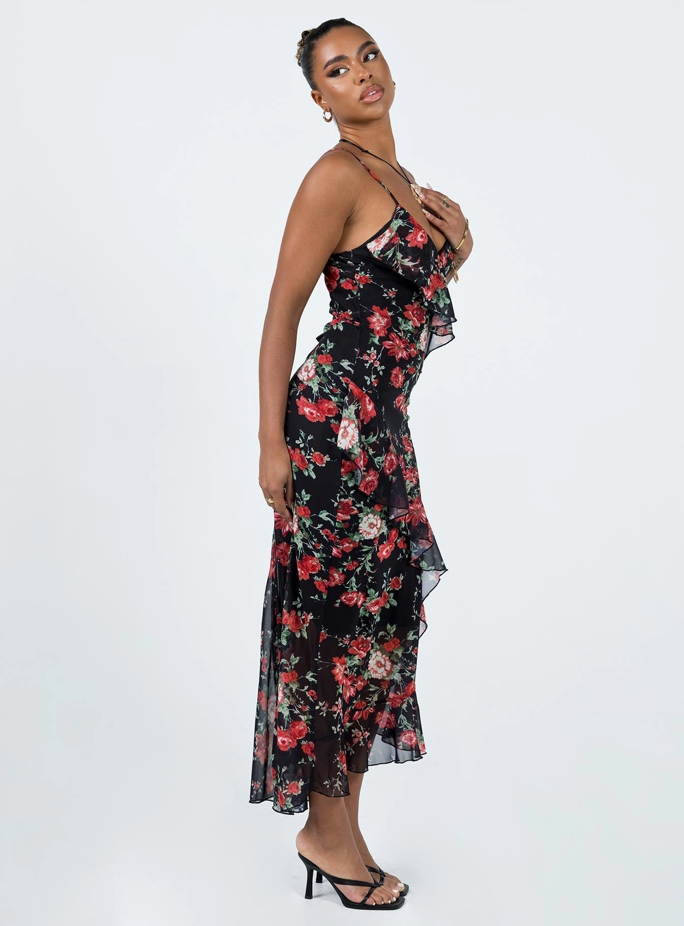 Ellian Maxi Dress Black / Multi Clean Texture Comfortable Layer