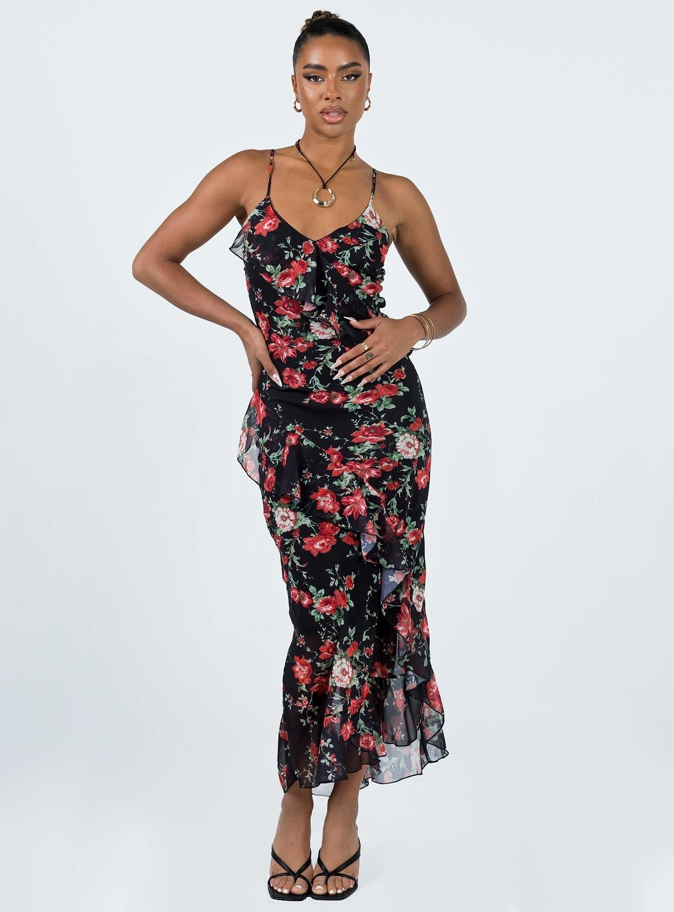 Ellian Maxi Dress Black / Multi Form Fit
