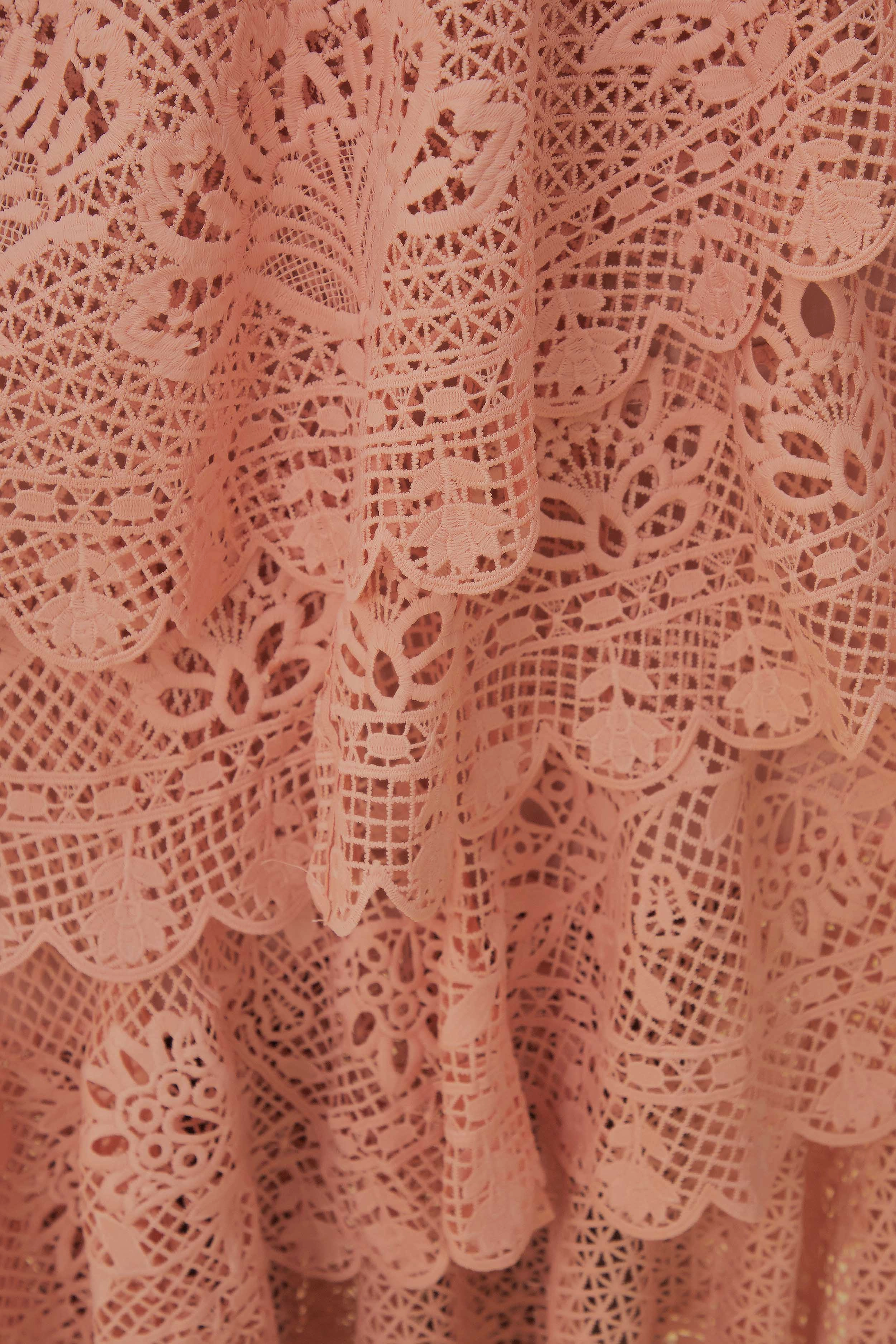 Light Pink Guipure Layered Maxi Skirt Performance Fashion Performance Outfit