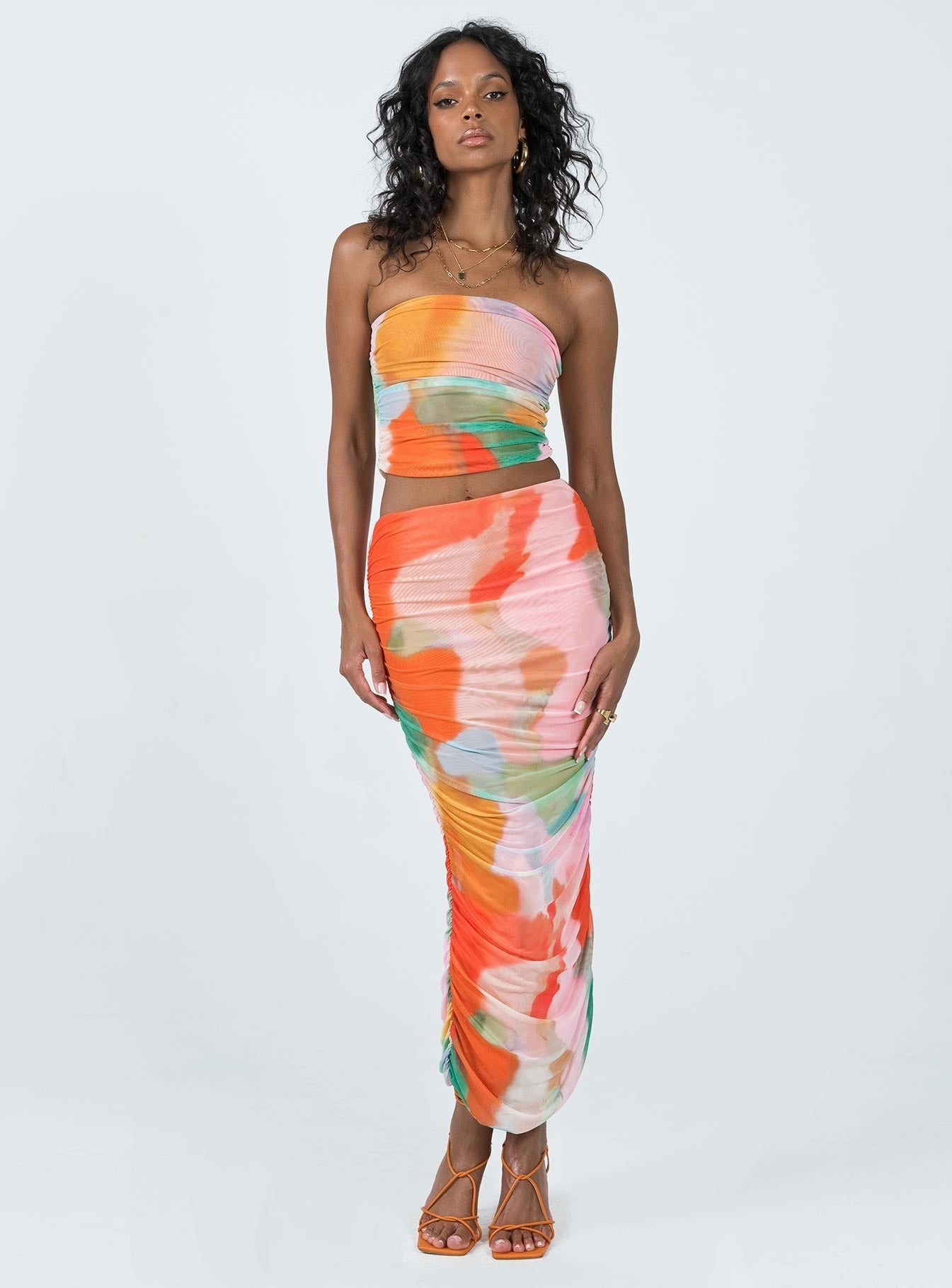 Corduroy texture Jewel Tones Balcatta Maxi Skirt Multi